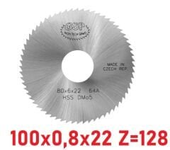 100 x 0,8 x 22 mm Z=128 Daire Testere HSS DIN1837