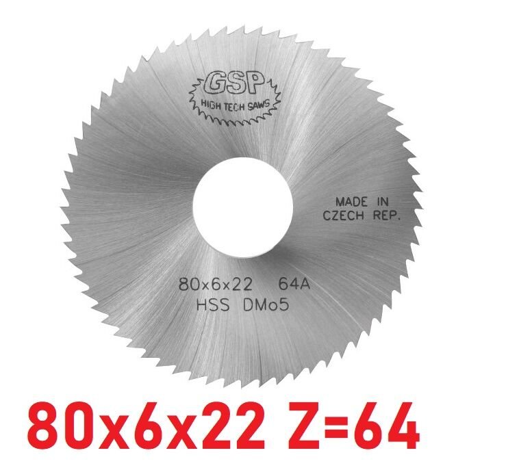 80 x 6 x 22 mm Z=64 Daire Testere HSS DIN1837