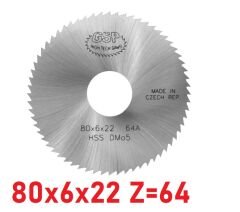 80 x 6 x 22 mm Z=64 Daire Testere HSS DIN1837