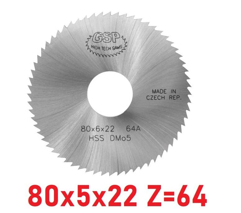 80 x 5 x 22 mm Z=64 Daire Testere HSS DIN1837