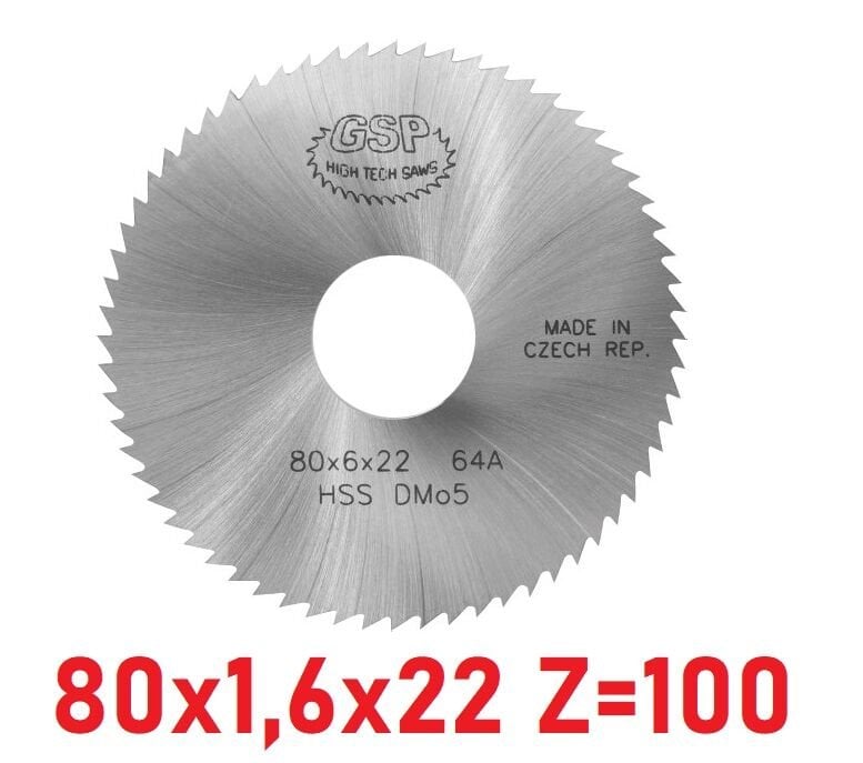 80 x 1,6 x 22 mm Z=100 Daire Testere HSS DIN1837