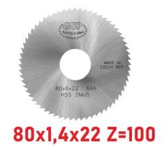 80 x 1,4 x 22 mm Z=100 Daire Testere HSS DIN1837