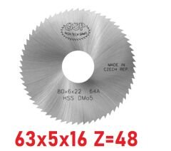 63 x 5 x 16 mm Z=48 Daire Testere HSS DIN1837