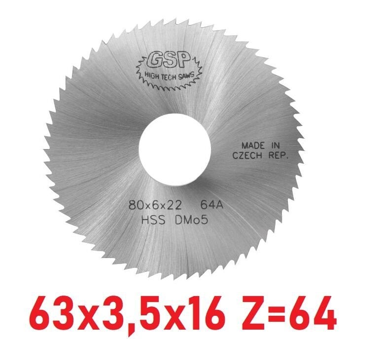 63 x 3,5 x 16 mm Z=64 Daire Testere HSS DIN1837