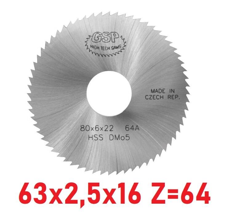 63 x 2,5 x 16 mm Z=64 Daire Testere HSS DIN1837