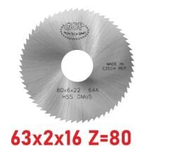 63 x 2 x 16 mm Z=80 Daire Testere HSS DIN1837