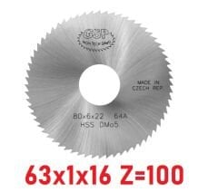 63 x 1 x 16 mm Z=100 Daire Testere HSS DIN1837