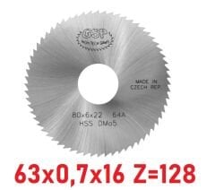 63 x 0,7 x 16 mm Z=128 Daire Testere HSS DIN1837