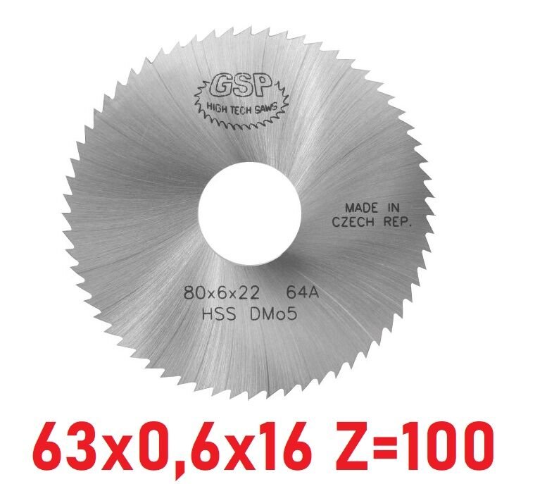 63 x 0,6 x 16 mm Z=100 Daire Testere HSS DIN1837