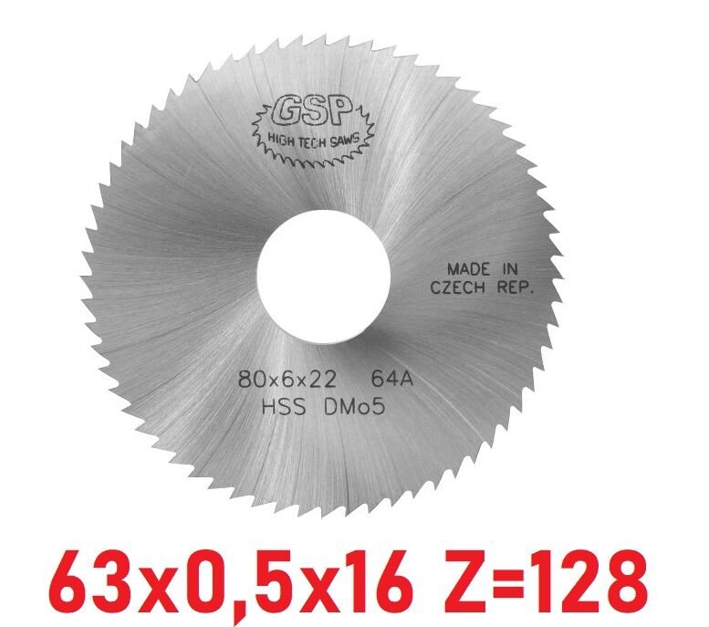 63 x 0,5 x 16 mm Z=128 Daire Testere HSS DIN1837