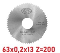 63 x 0,2 x 13 mm Z=200 Daire Testere HSS DIN1837