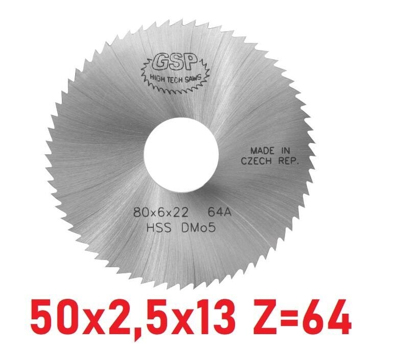 50 x 2,5 x 13 mm Z=64 Daire Testere HSS DIN1837