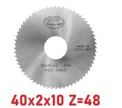 40 x 2 x 10 mm Z=48 Daire Testere HSS DIN1837