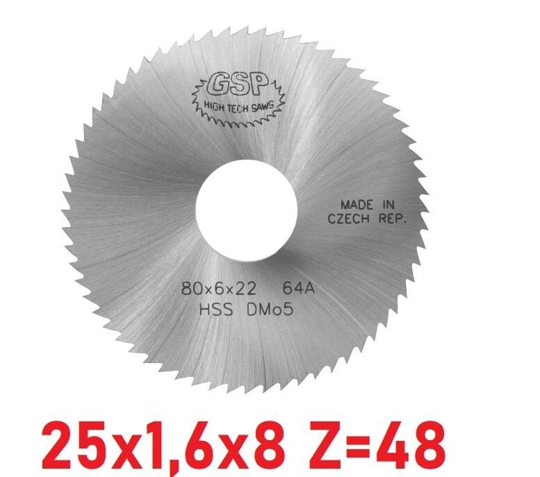 25 x 1,6 x 8 mm Z=48 Daire Testere HSS DIN1837