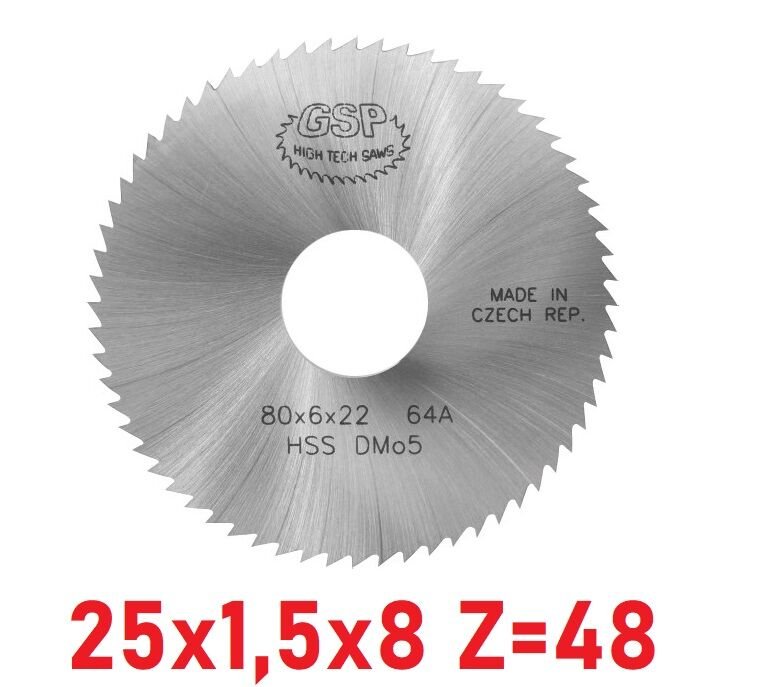 25 x 1,5 x 8 mm Z=48 Daire Testere HSS DIN1837