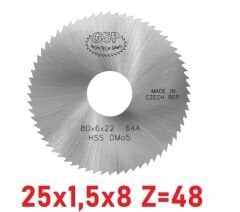 25 x 1,5 x 8 mm Z=48 Daire Testere HSS DIN1837