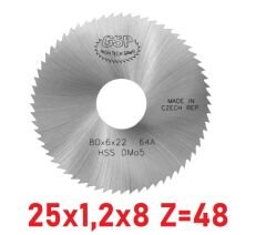 25 x 1,2 x 8 mm Z=48 Daire Testere HSS DIN1837