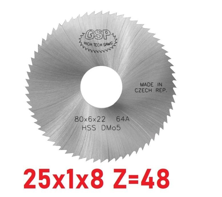 25 x 1 x 8 mm Z=48 Daire Testere HSS DIN1837
