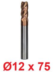 Ø12 x 75 mm Karbür Freze Düz