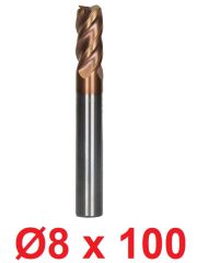 Ø8 x 100 mm Karbür Freze Düz
