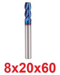 Ø8 X 20 X 60 mm Karbür Freze HRC65