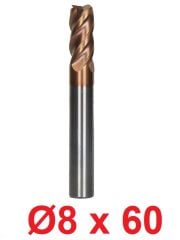 Ø8 x 60 mm Karbür Freze Düz