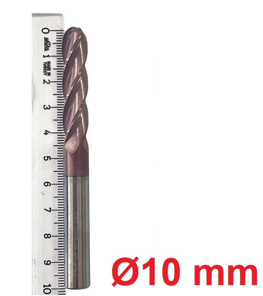 Ø10 X 45 X 100 mm Karbür Freze Küre R5
