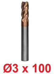 Ø3 x 100 mm Karbür Freze Düz